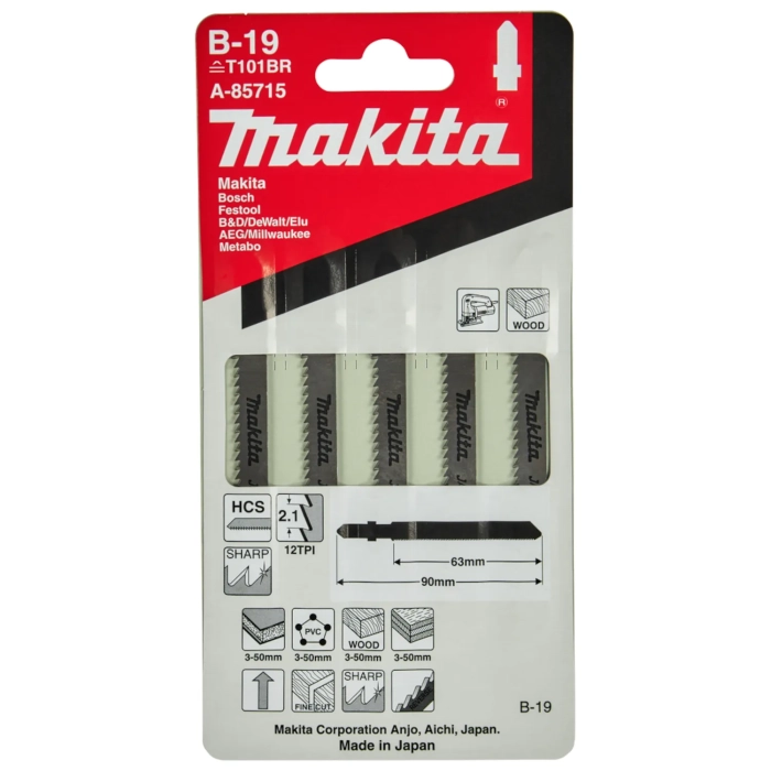 brzeszczot 5szt. B-19 HCS 90 x 1,25mm 12 zębów/cal Makita A-85715