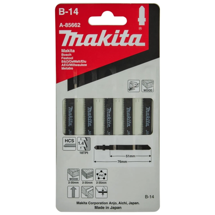 brzeszczot B-14 HCS 76x1,05mm, 18 zębów/cal 5szt. Makita A-85662