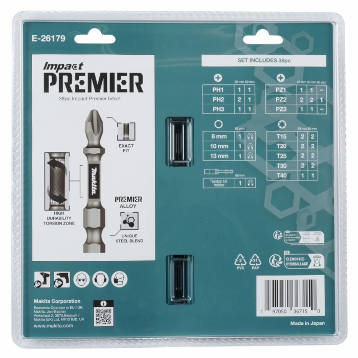 zestaw końcówek wkrętakowych Impact Premier Makita E-26179 38-częściowy